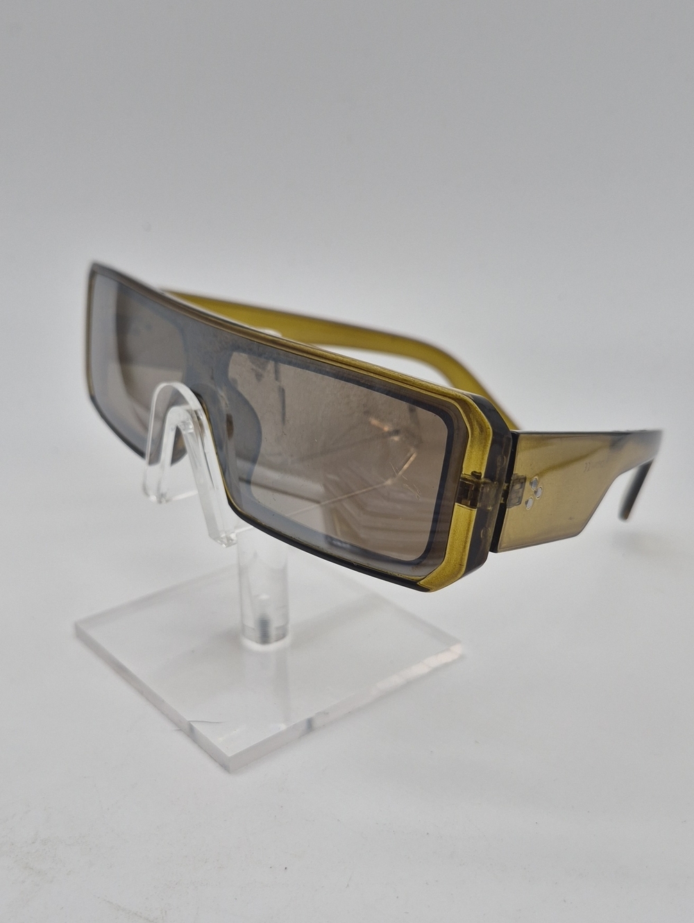 Men's Yellow Brown Shield Sunglasses - Contemporary Shield Frame
